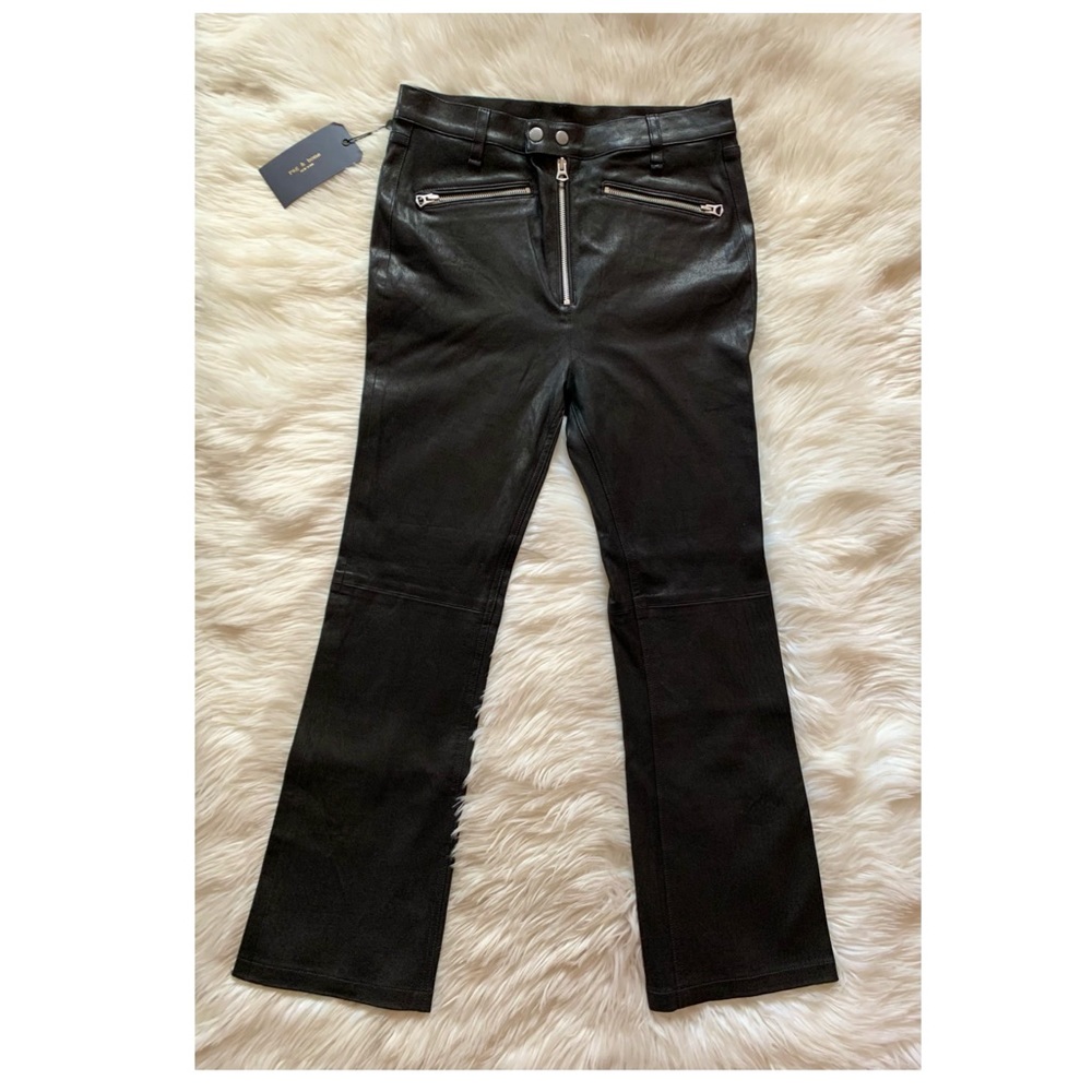 New! RAG & BONE Braxton Lambskin Leather Pants - Picture 6 of 12
